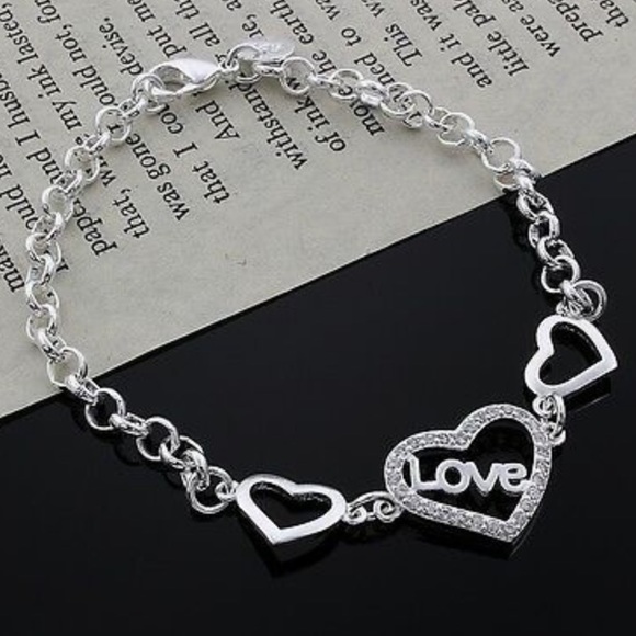 925 Sterling Solid cute wedding silver Bracelet - Picture 3 of 4